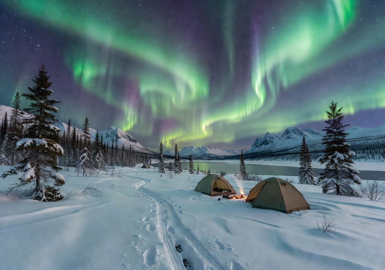 Pristine aurora landscape representing responsible tourism
